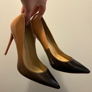 Christian Louboutin Beige/Black Patent Leather Ombre So Kate Pumps 42